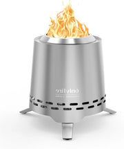 Tavolo per Focolare Senza Fumo con Supporto per Pentola e Borsa di Stoccaggio - Acciaio Inossidabile, Argento a Cono.
