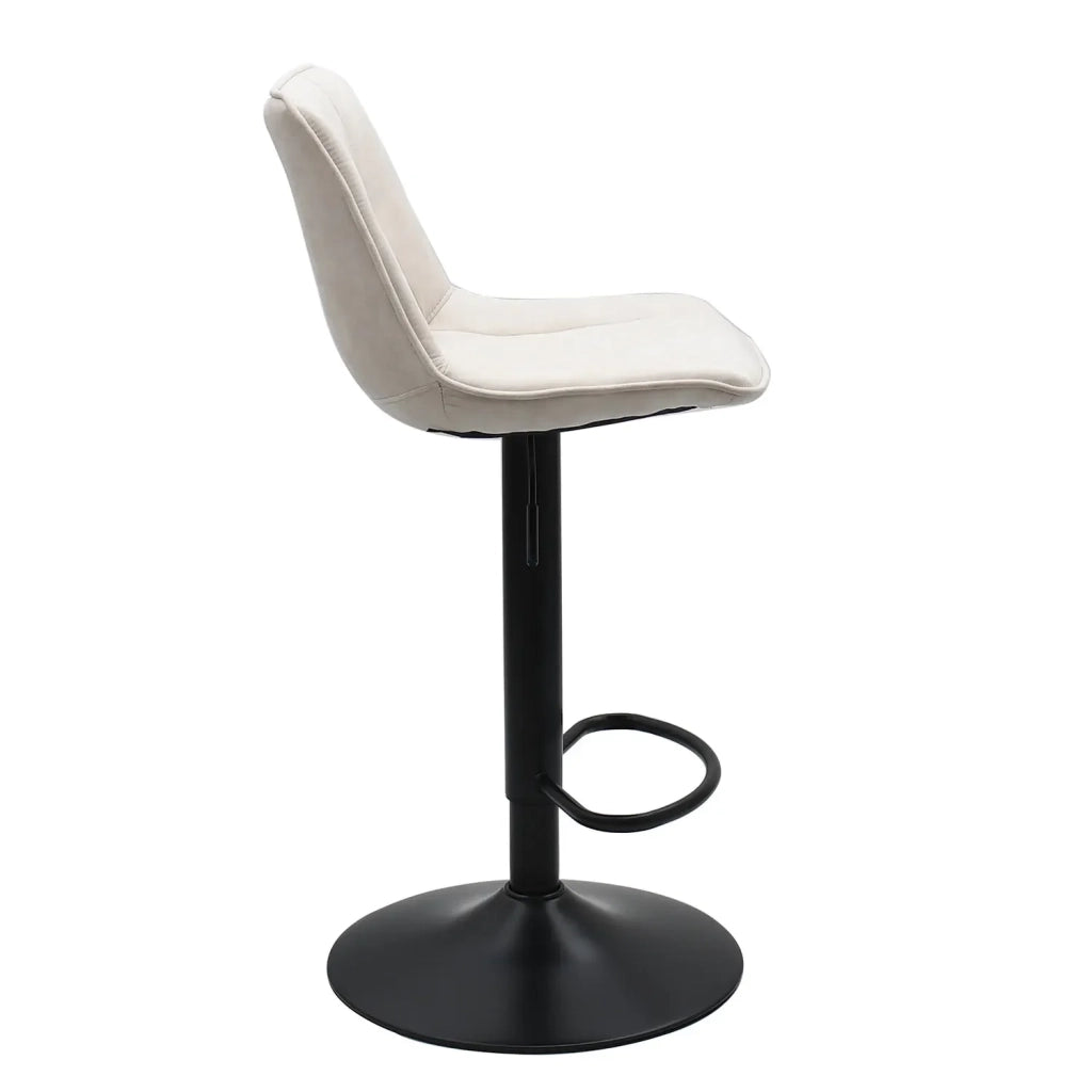 LÚZETE - SGABELLO HAWAII GAMBA NERA TESSUTO BIANCO INVECCHIATO