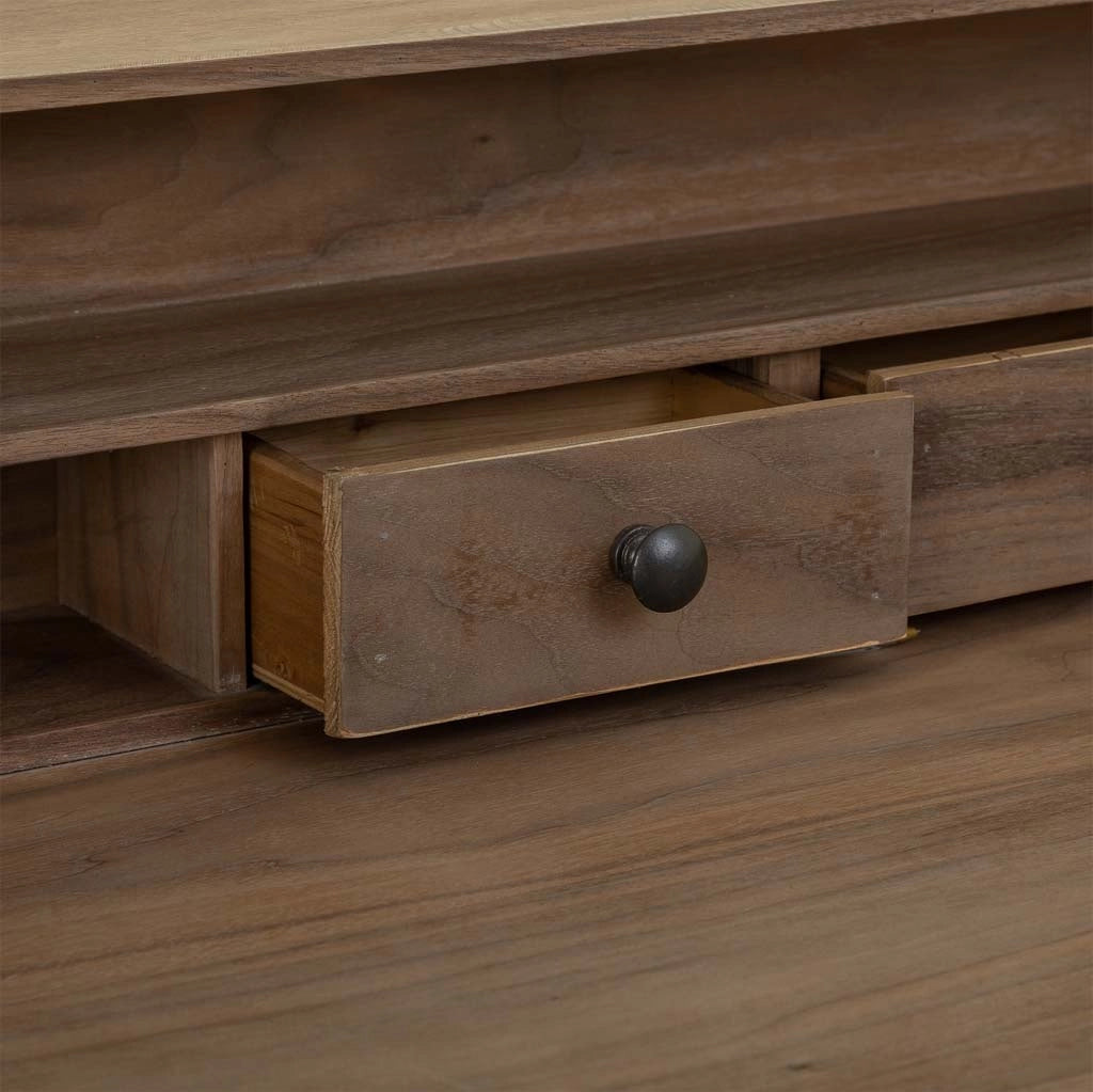 Scrivania in legno e metallo marrone 130x60x95h cm