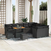 Set Divano da Giardino 12 pcs Nero polyrattan