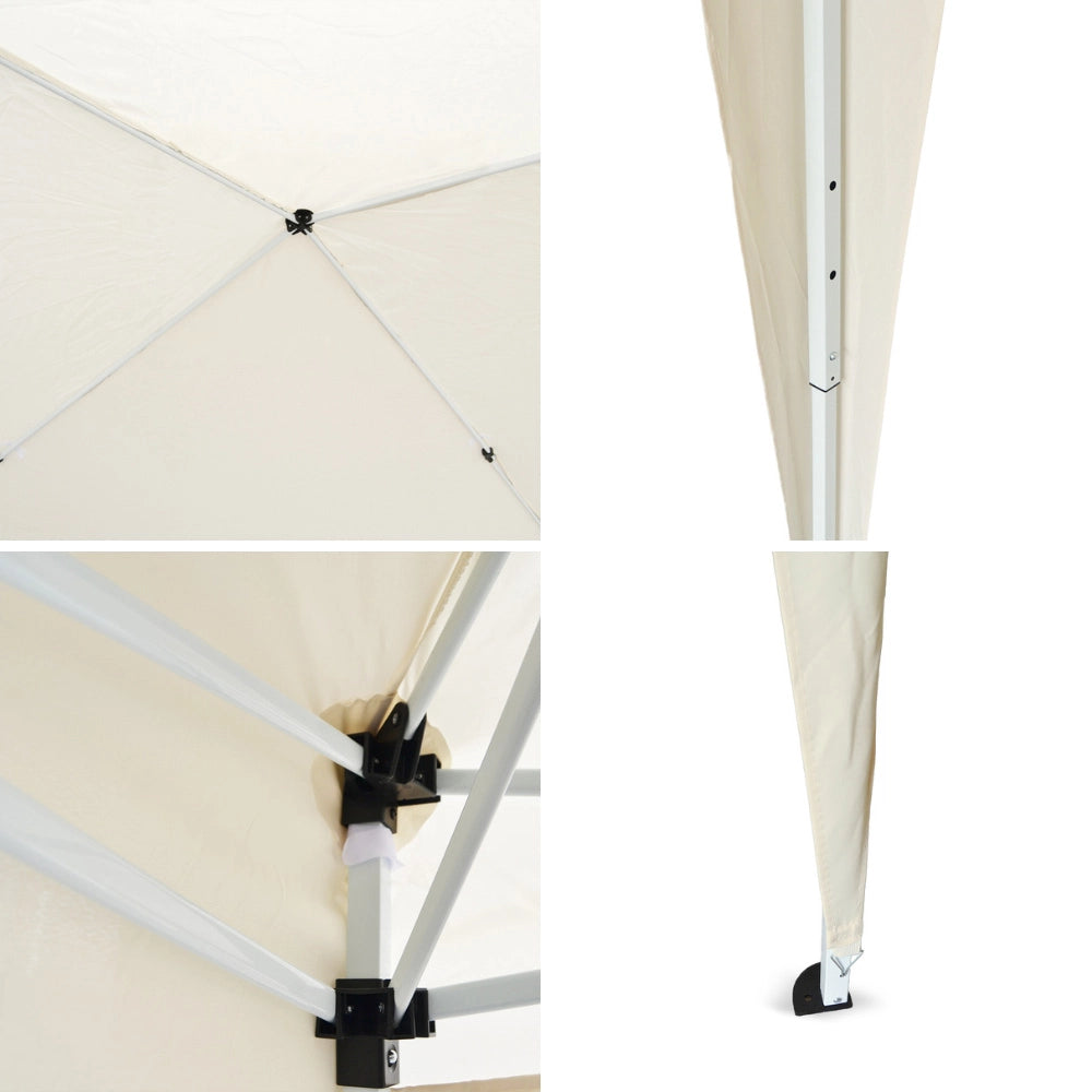 Gazebo Eden richiudibile 3 m x 3 m in ferro verniciato bianco con telo beige