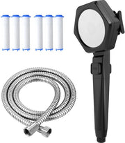 Douchekop a mano con tubo 2m – 6-gocce filtro douchekop, 4-trappi economizzatore d'acqua & alta pressione, materiale ABS robusto, filtro cloro, cura per la pelle e i capelli