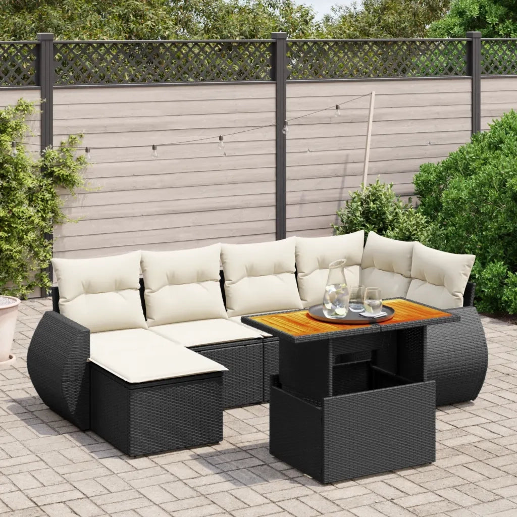 Set Divani da Giardino con Cuscini 7pz Nero Polyrattan 3272295