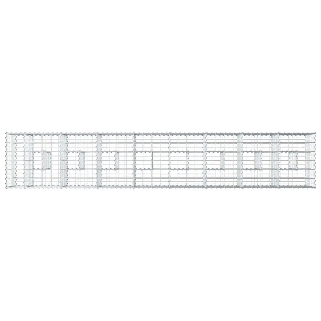Letto rialzato in gabbione 2 pz Argento 340 x 60 x 55 cm CFW1139364