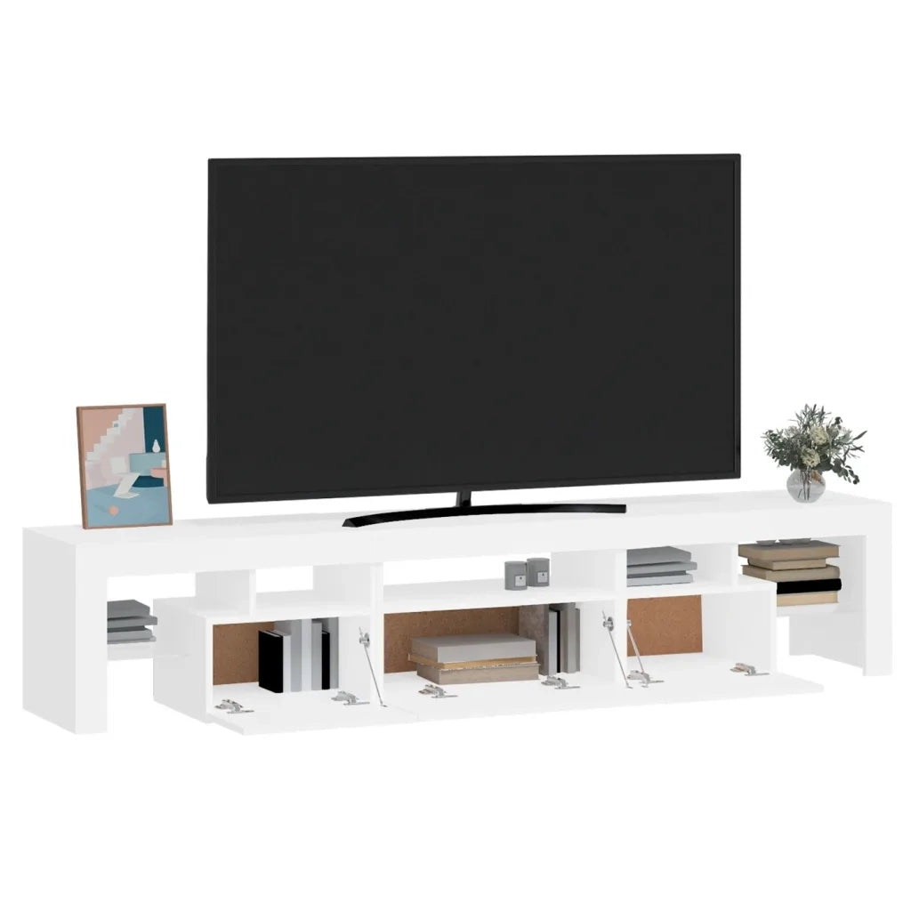 Mobile Porta TV con Luci LED-Credenza TV Bianco 200x36,5x40 cm