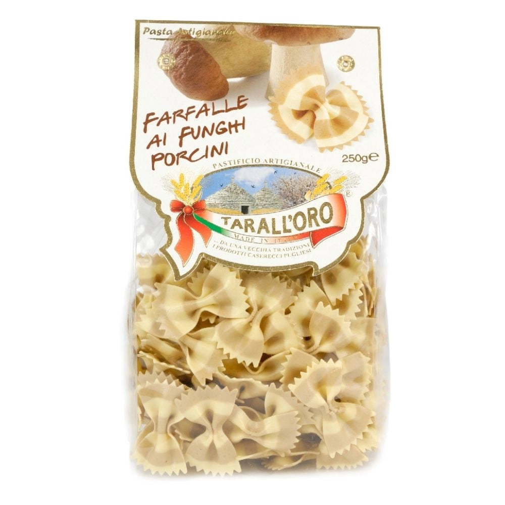 Tarall'oro farfalle ai funghi porcini pasta trafilata al bronzo in confezione da 250 gr