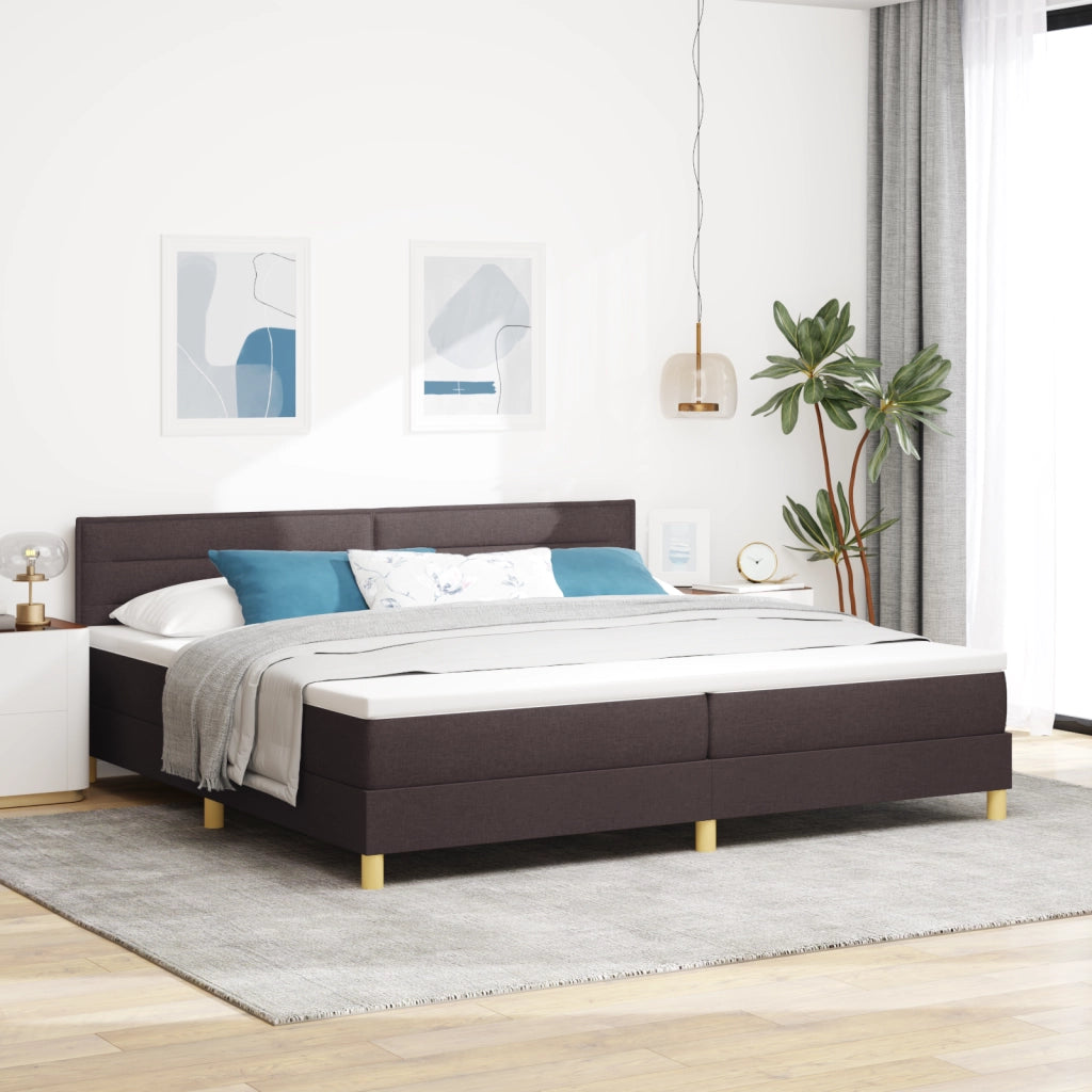 Letto a Molle con Materasso & LED Marrone Scuro 200x200 cm Tessuto
