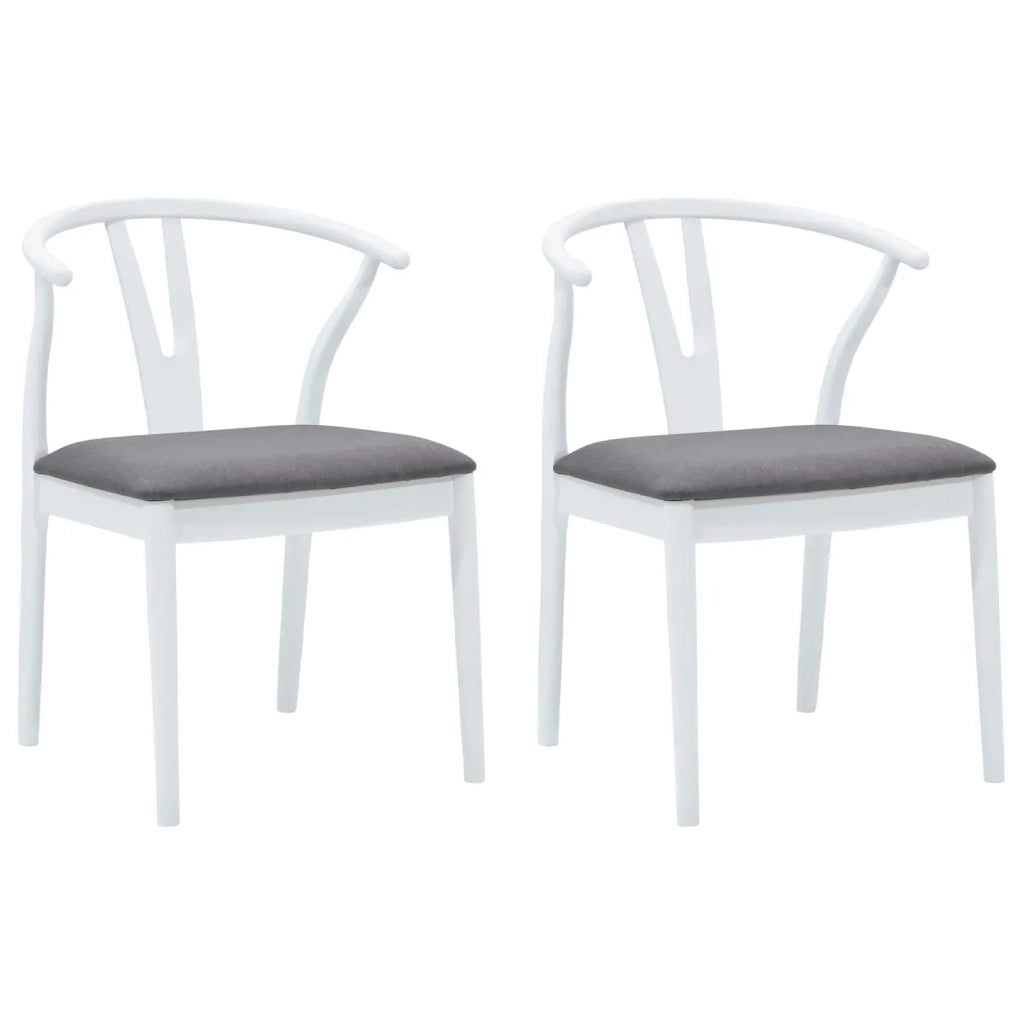 Sedia da pranzo 2 pcs Bianco e Grigio Legno di gomma solido