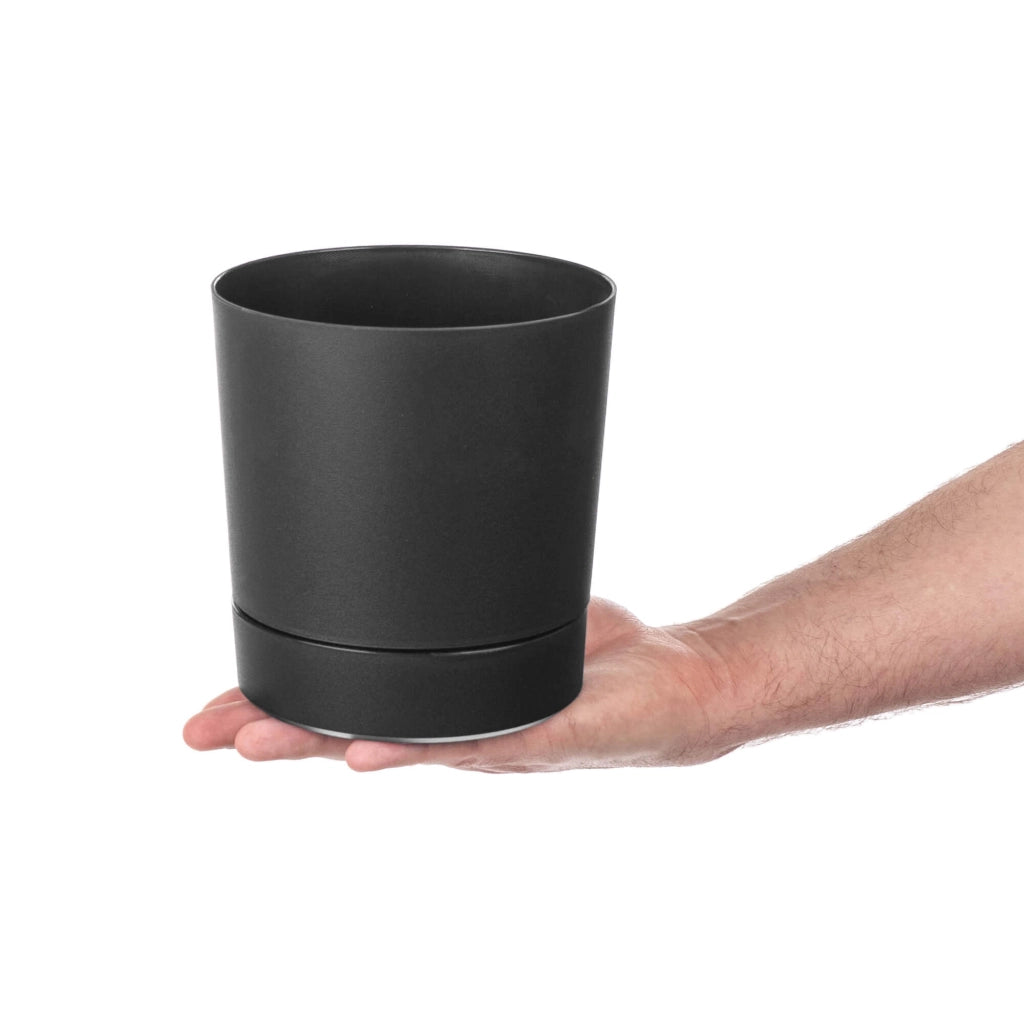 KADAX Vaso da fiori con coprivaso e sottovaso, rotondo, 14,5 cm, set da 2