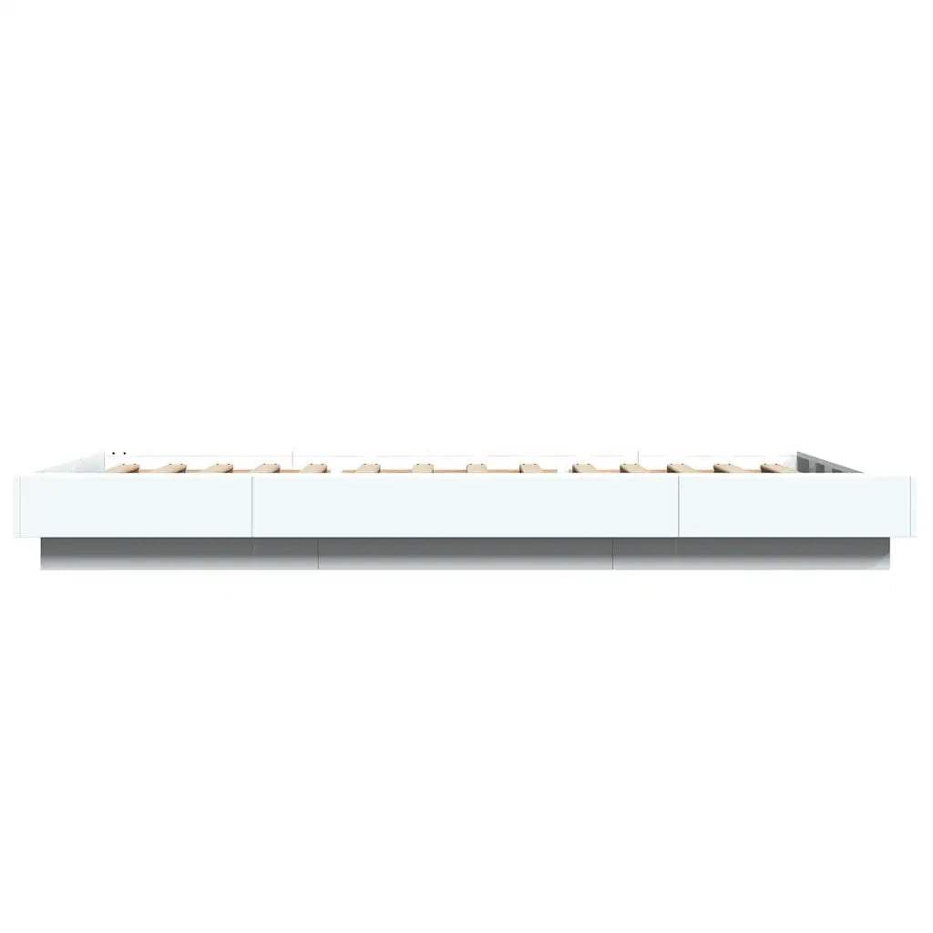 Giroletto con Luci LED Bianco 100x200 cm in Legno Massello