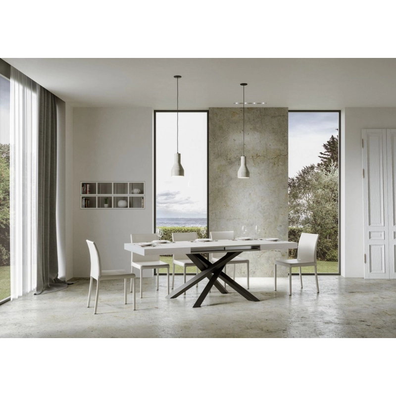 Tavolo allungabile 90x160/264 cm Volantis telaio Antracite - Bianco Frassino