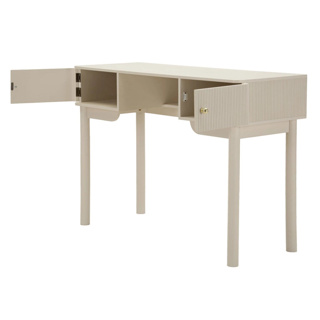 Consolle trucco Shy in legno bianco con dettagli oro