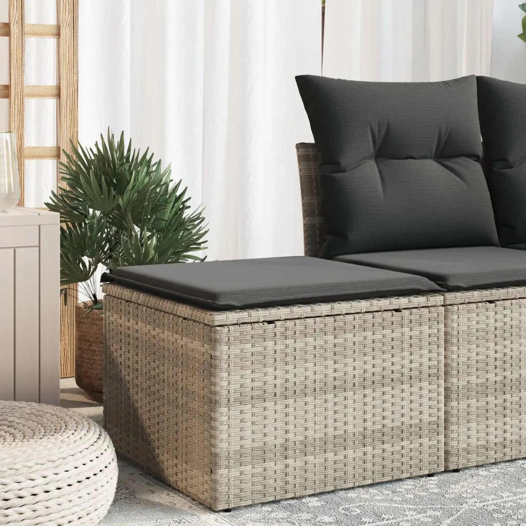Sgabello Giardino e Cuscino Grigio Chiaro 55x55x37cm Polyrattan CFW8162425