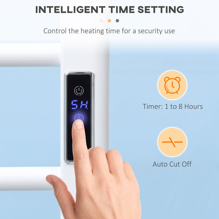 Scaldasalviette Elettrico 8 Barre 50x45x80 cm in Acciaio al Carbonio Bianco