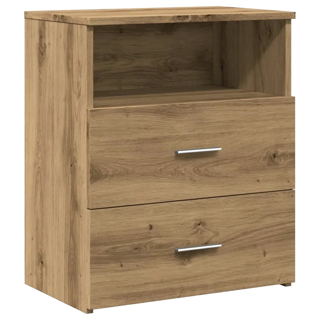 Set di 2 Comodini | Armadio da Notte | Mobiletto da notte Rovere Artigianale 50x32x60cm in Legno Multistrato