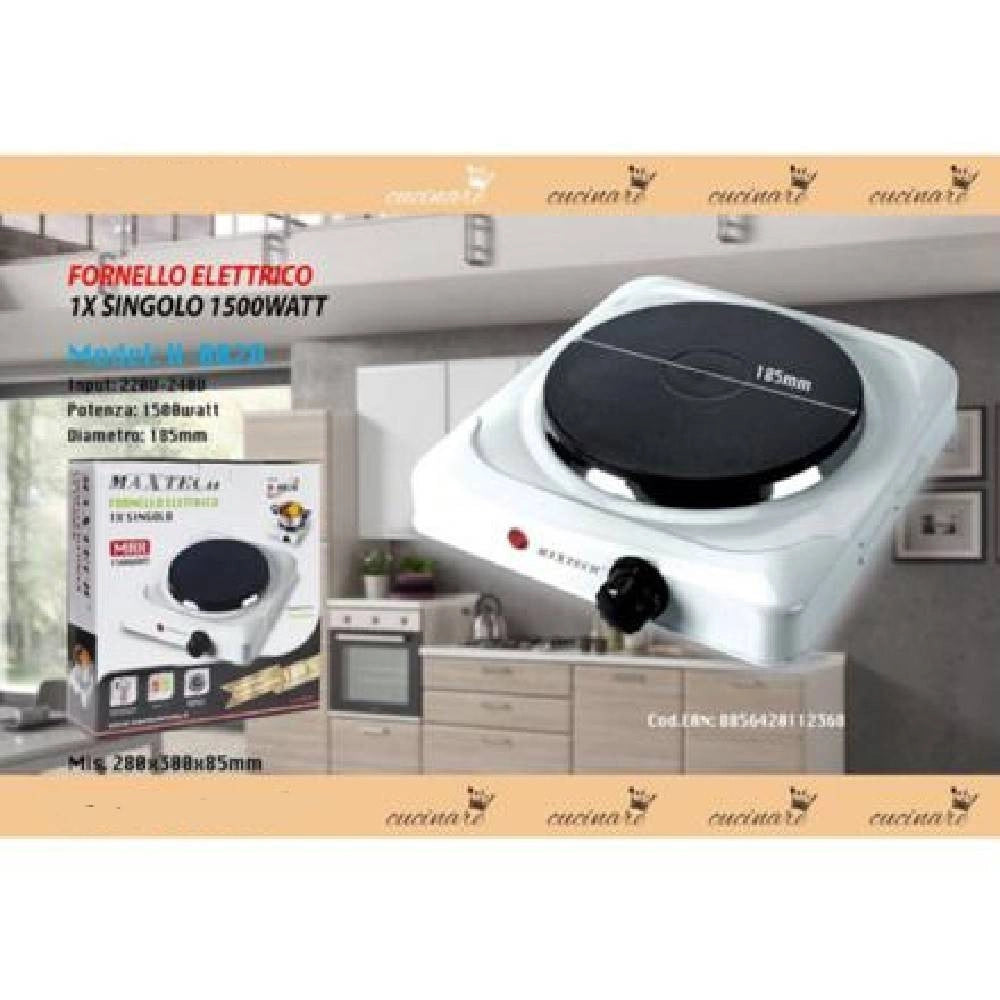 Trade Shop - Fornello Elettrico 1500w Portatile 18,5 Cm Da Viaggio Campeggio H-002a Maxtech -