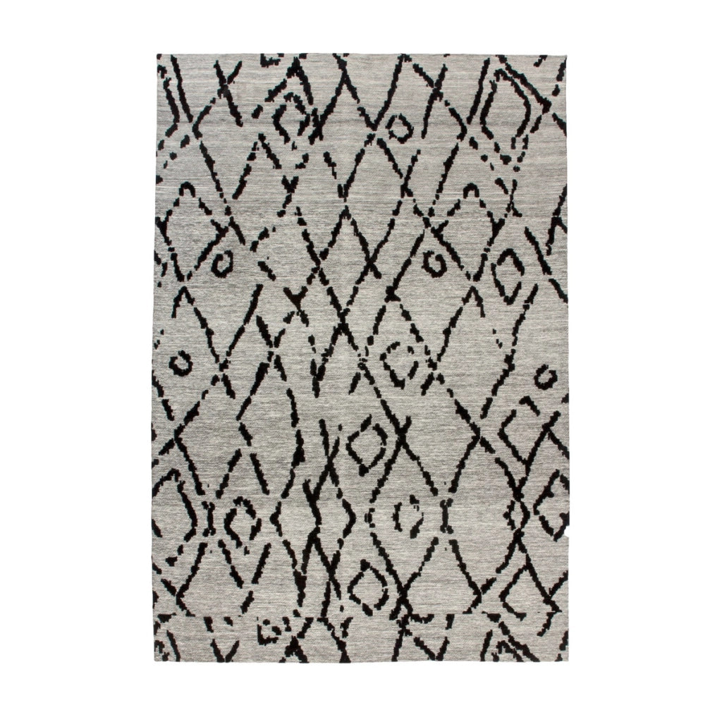 Tappeto Jacquard River 100 Grigio e Nero con Motivo Vintage