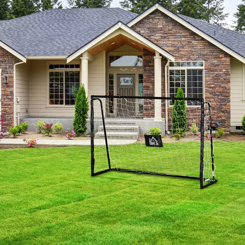Porta da calcio con telaio in metallo rete PE picchetti e attrezzi 186x62x123 cm ¨C Xylo ¨C nero bianco