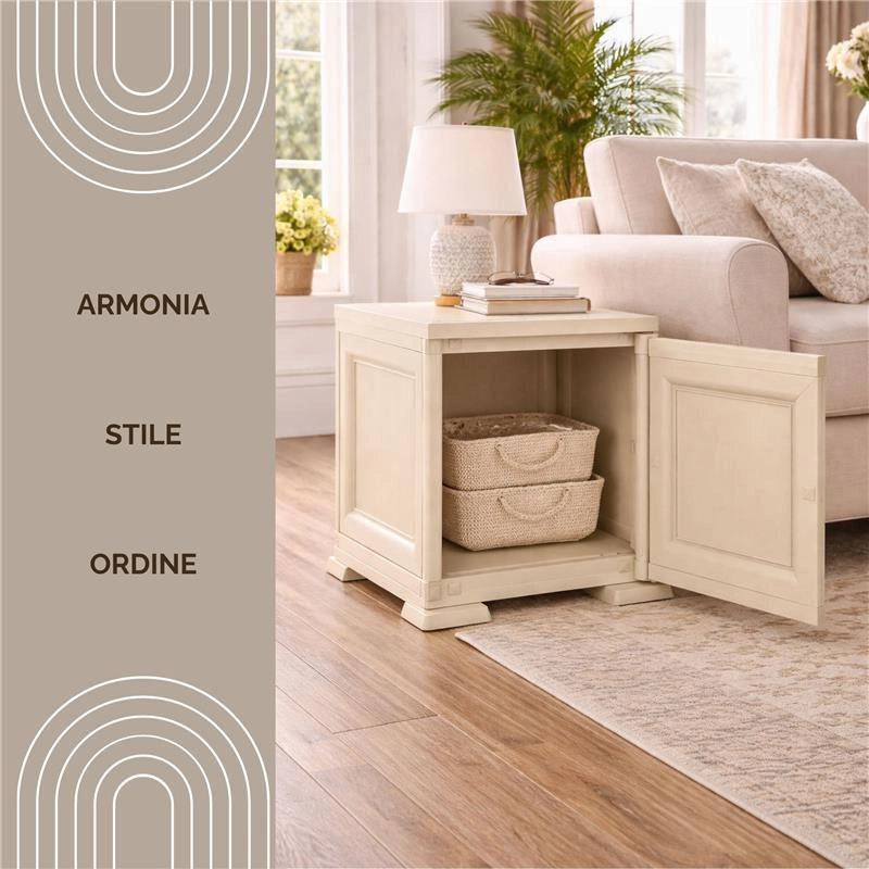 MOBILE 1 MODULO ANGORA 40X43X46 CM CON ANTA TRAFORATA – CONTENITORE COMPATTO ORGANIZZAZIONE CASA PER ZONA LIVING E INGRESSO