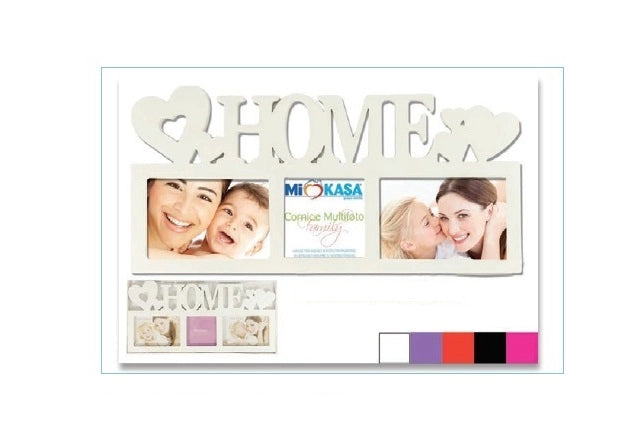Cornice Portafoto da Parete multi 3 foto home 44 x 20 cm