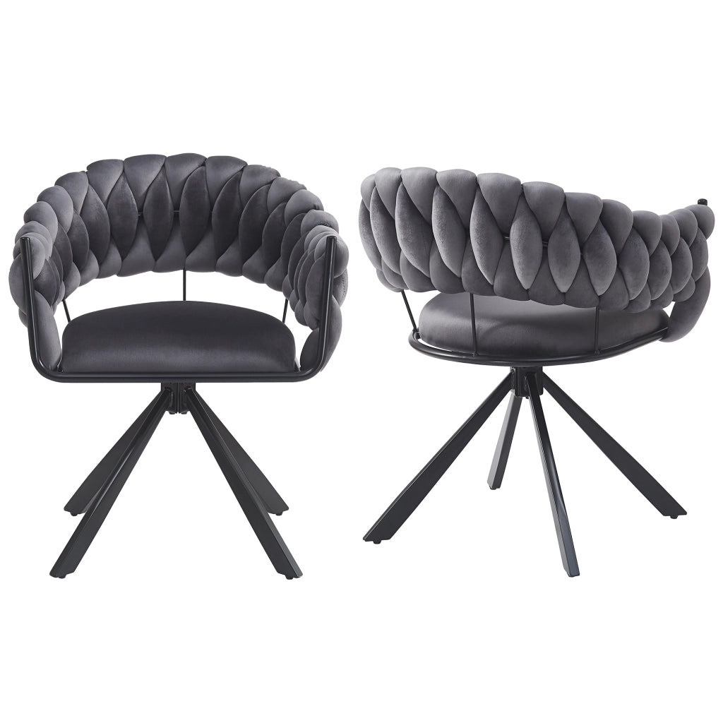 Sedie da Pranzo in Velluto con Gambe in Metallo ¨C Xylo ¨C Grigio, Set 2 Pezzi