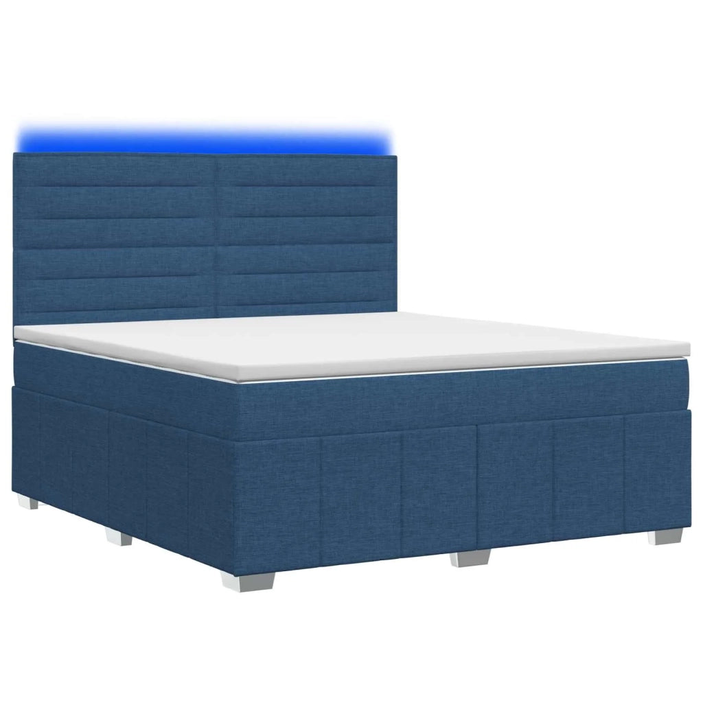 Letto Box Spring LED con Materasso Blu 140 x 200 cm Tessuto 3455618