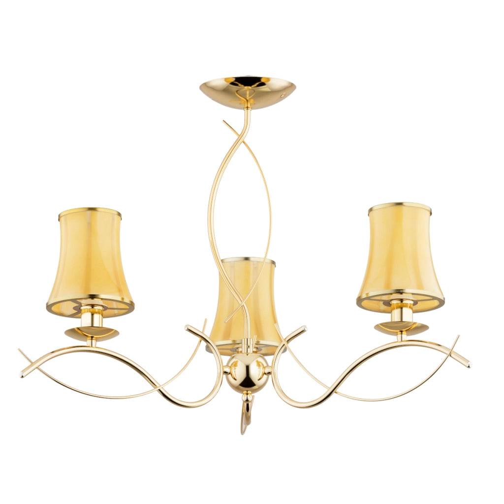 Lampadario classico Monza ottone vetro ambra 3xE14 Alfa