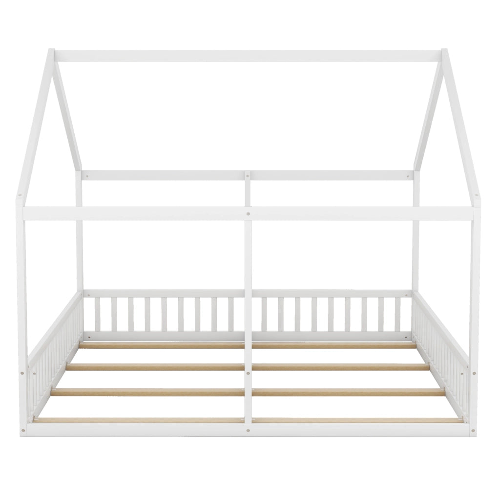 Letto per bambini 2 in 1 a casetta 90x200 cm bianco