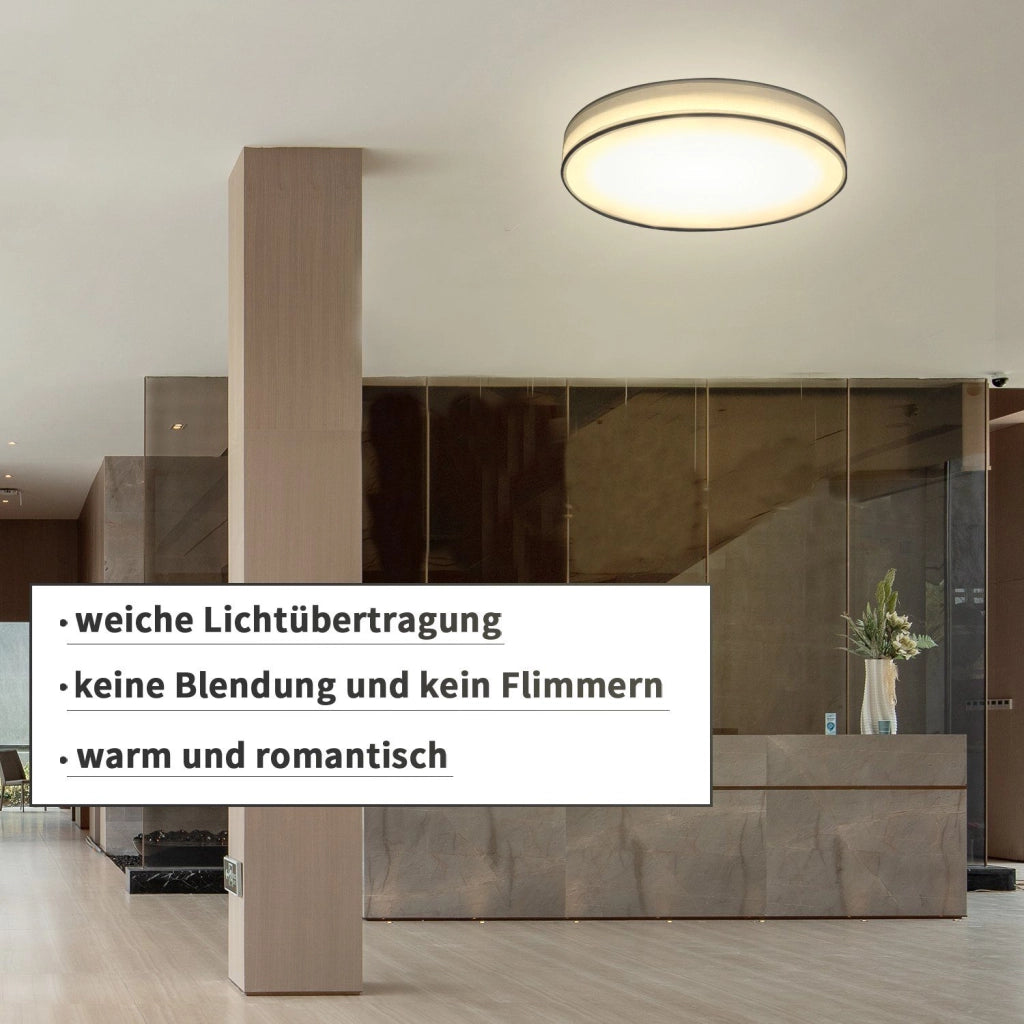 ZMH Lampada da soffitto plafoniera LED moderna paralume rotondo tessuto 30cm
