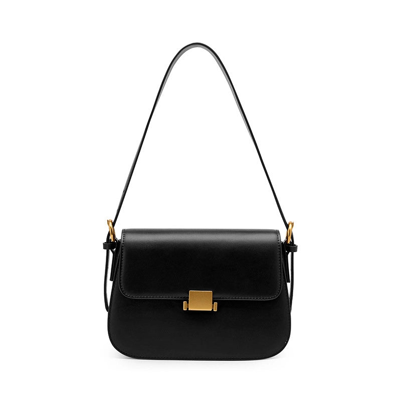 Borsa a tracolla da donna in vera pelle, colore nero.