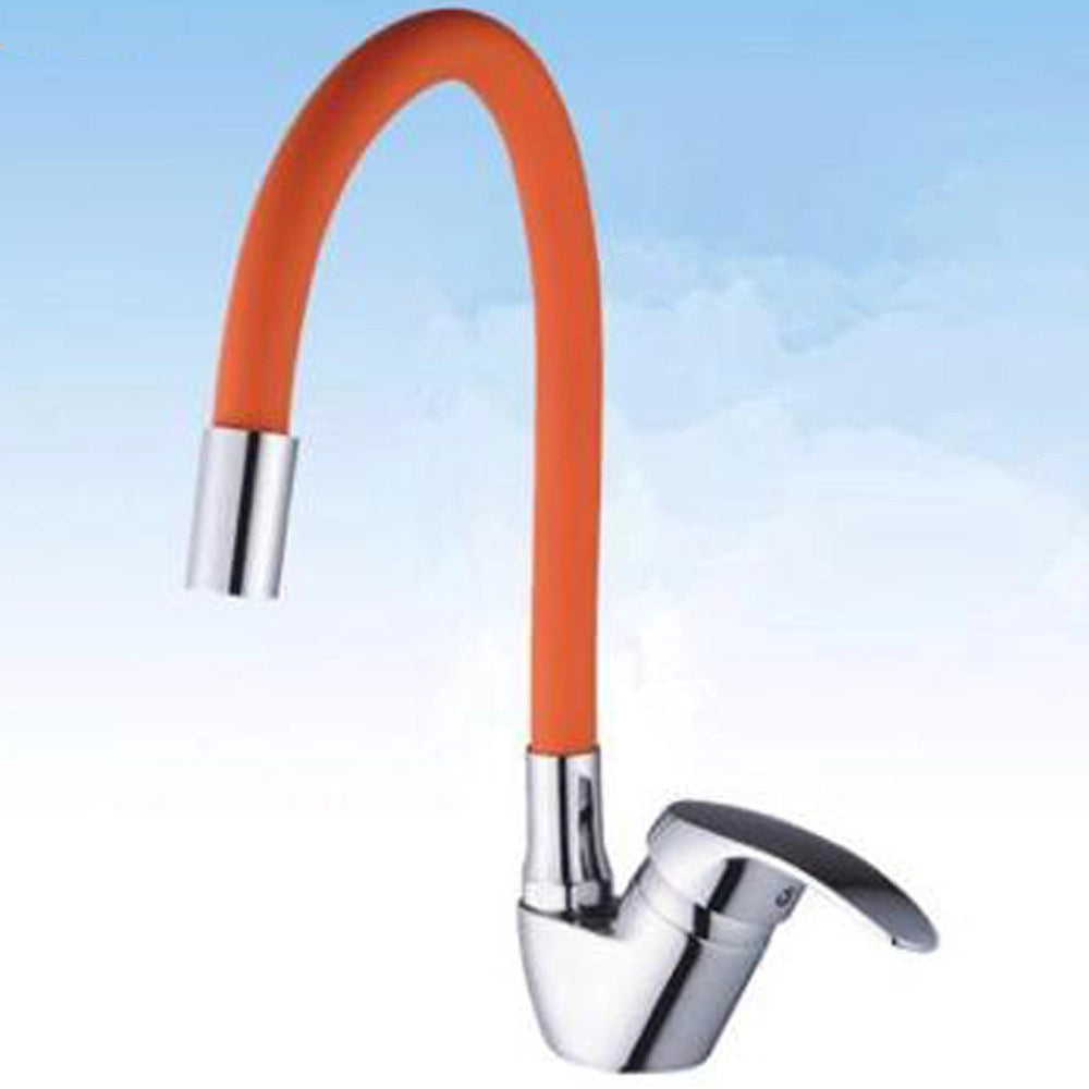 Trade Shop - Rubinetto Miscelatore Girevole Per Lavandino Lavello Cucina Colore Canna Arancio -