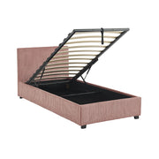 Letto con rete e testata pieghevoli 90x190cm, velluto a coste fini,