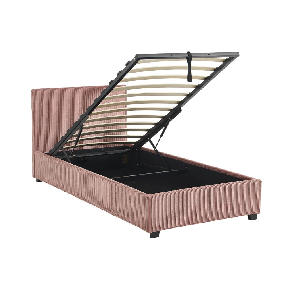 Letto con rete e testata pieghevoli 90x190cm, velluto a coste fini,