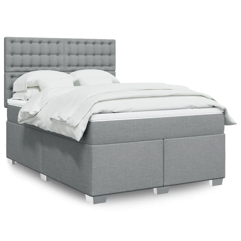 Giroletto a Molle con Materasso Grigio Chiaro 160x200cm Tessuto