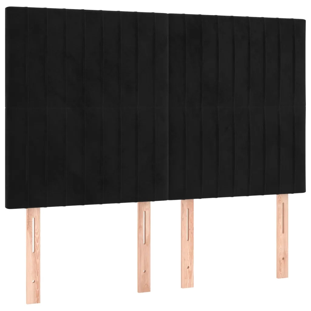 Testiera | Testata Nera 144x5x118/128 cm Velluto