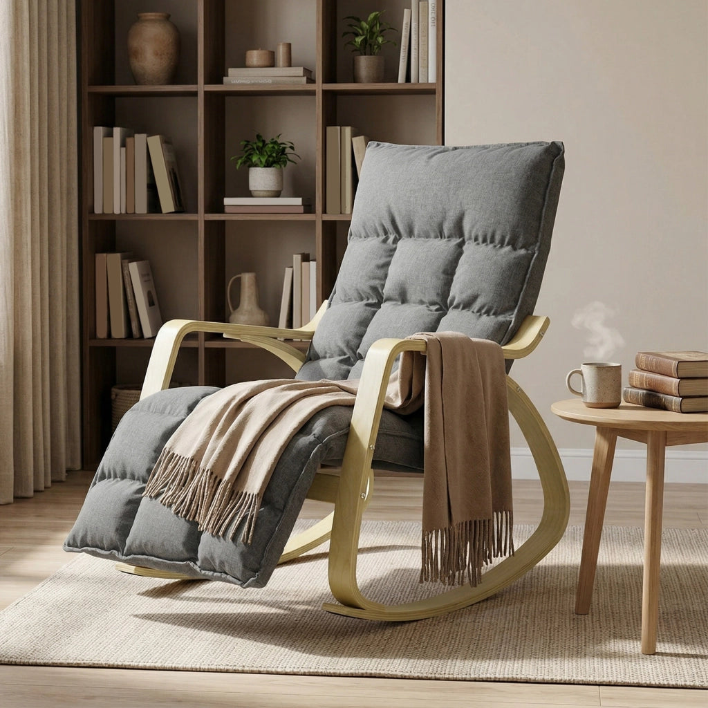 Poltrona dondolo reclinabile con poggiapiedi ¨C zephmum ¨C Grigio