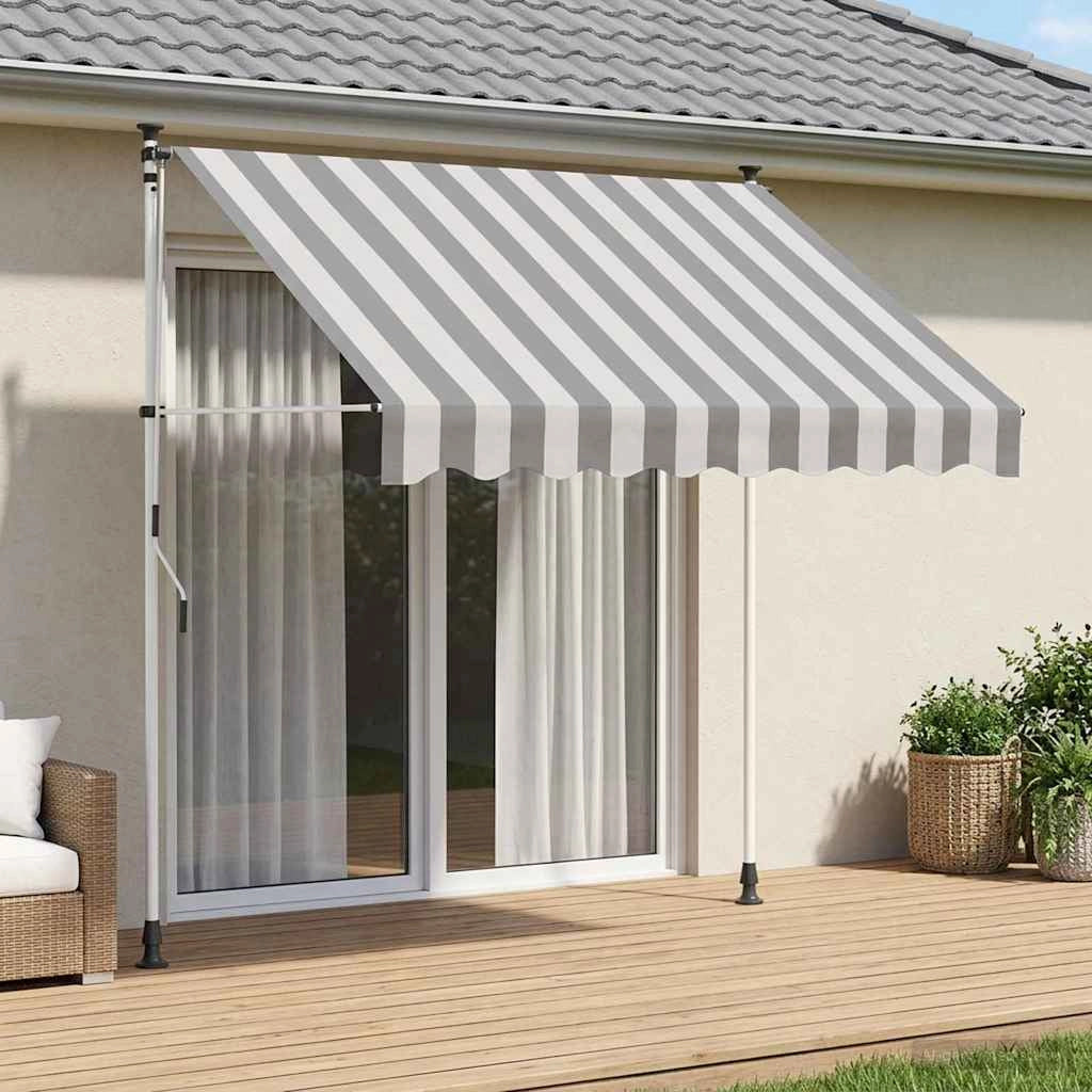 Tenda retrattile manuale Antracite e Bianco 350 cm 42037028