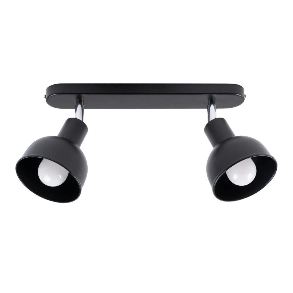 Faretto soffitto minimal doppio nero 2xE27 Pure Lume