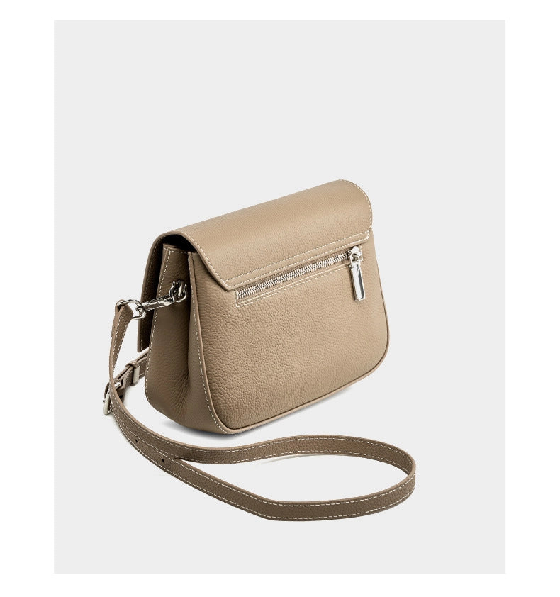 Borsa a tracolla quadrata da donna in vera pelle, colore grigio.