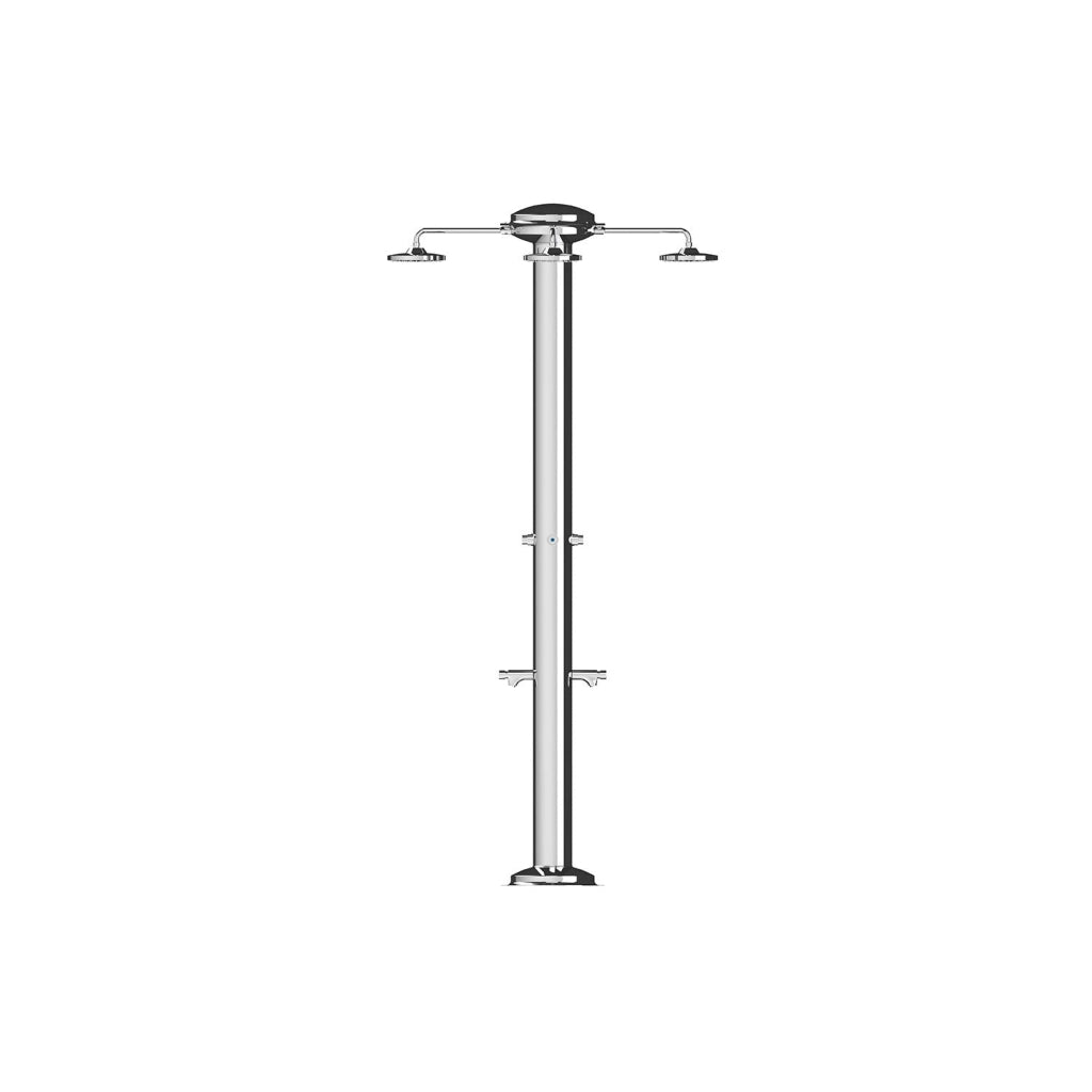 Doccia da Giardino Quadrupla 4 Temporizzatori e 2 Lavapiedi ATI Docce MUL-4P Inox Anodizzato