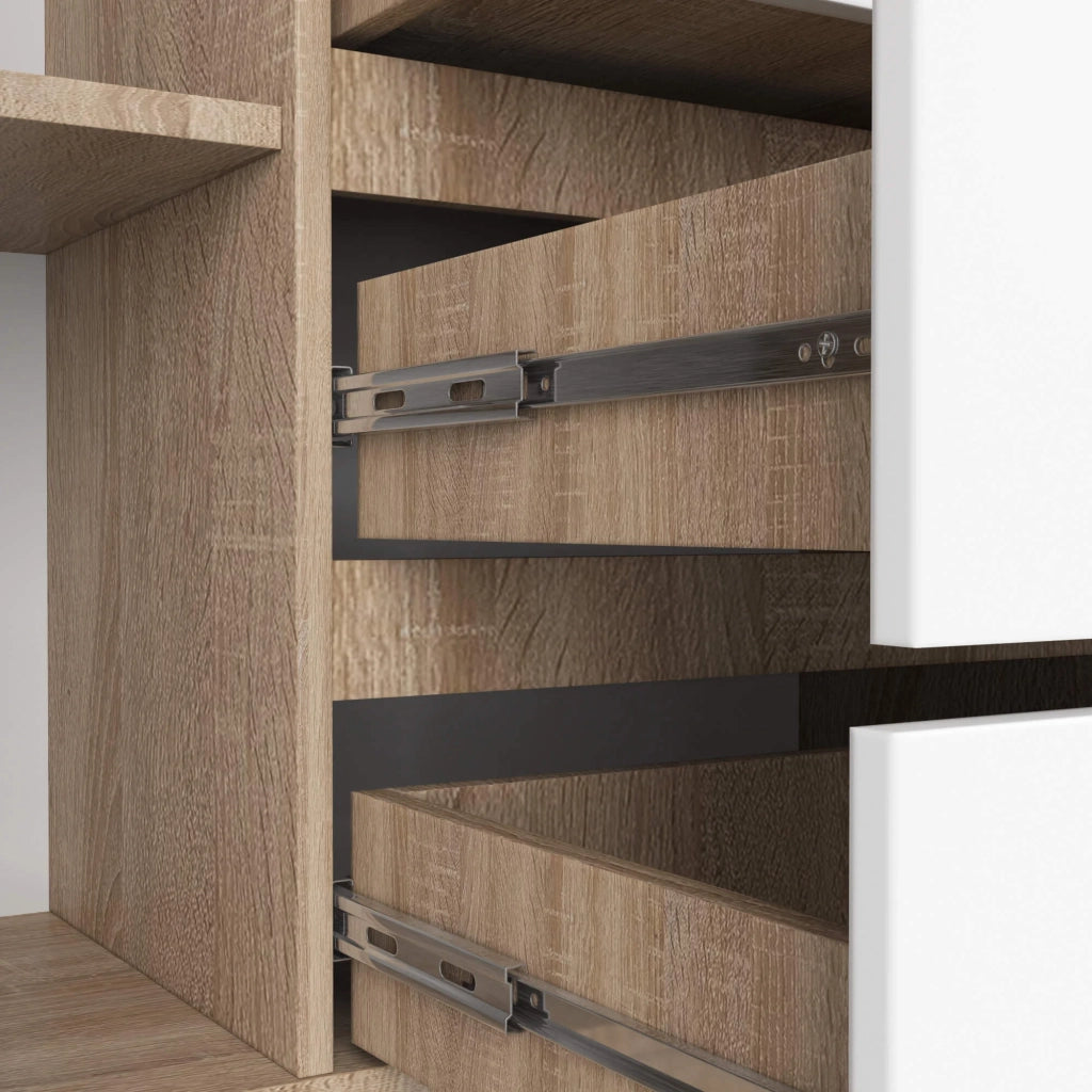 Cassettiera AKORD K160 Sonoma Quercia 160 cm 2 ante 4 cassetti inserto frontale Bianco 160x40x99 cm