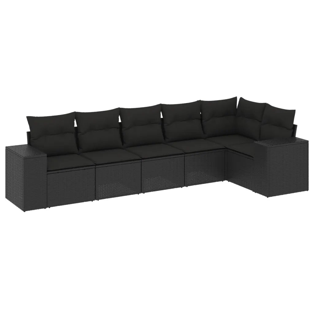 Set Divano da Giardino 6 pz con Cuscini Nero in Polyrattan 3254922