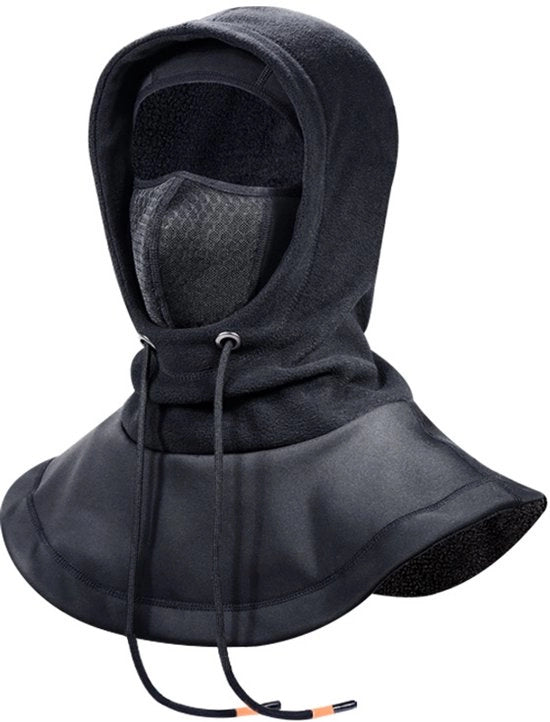 Casco per bicicletta, Protezione completa del viso, Caldo, Impermeabile al vento, Calore alla nuca, Unisex, Cappuccio per bicicletta e sci, Adatto per bicicletta, Sport all'aperto, Nero