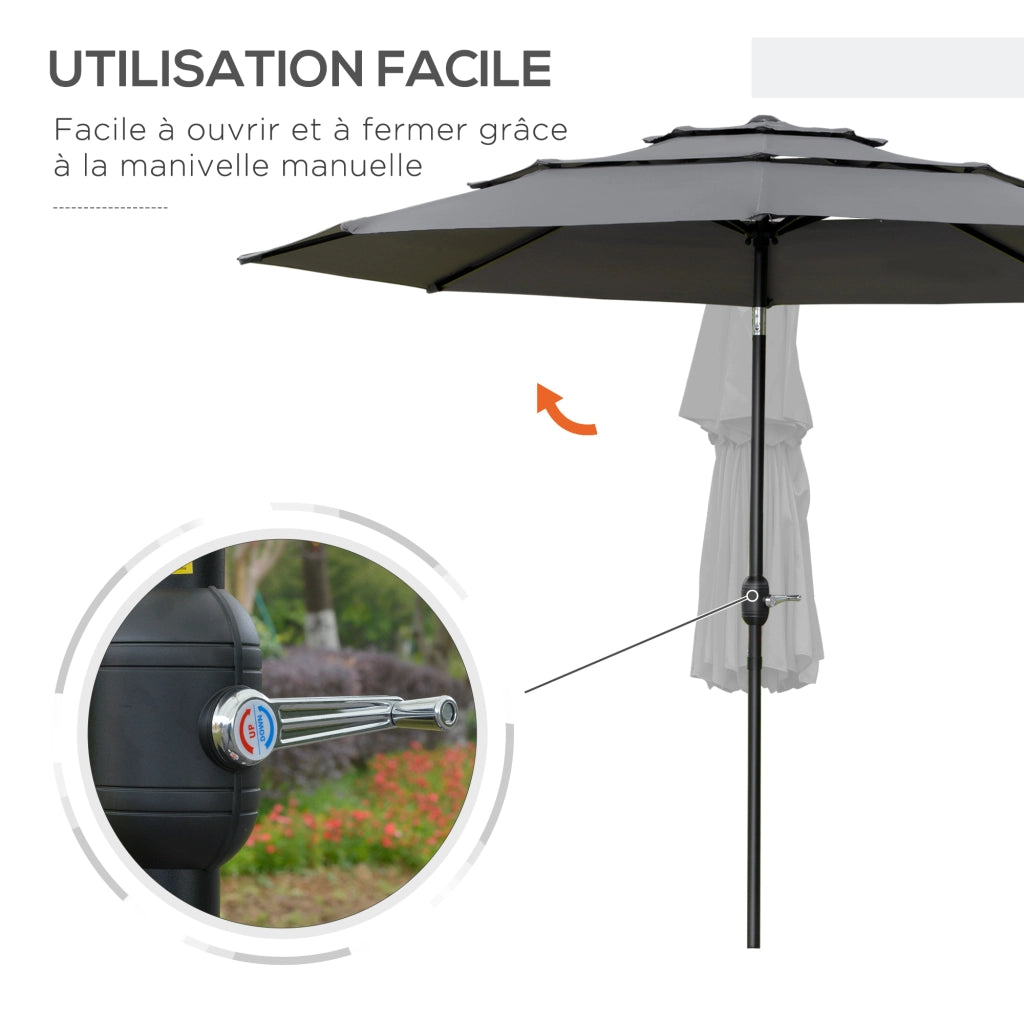 Ombrellone da giardino inclinabile ? 2,85 m ¨C Zephmum ¨C Grigio 180 g/m2