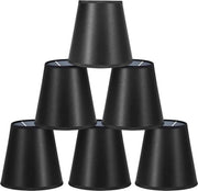 Clip-on lampenkap in tessuto nero per lampadari da parete - Set di 6 - Adatto per lampade da tavolo e lampadari - Altezza lampenkap 55 pollici