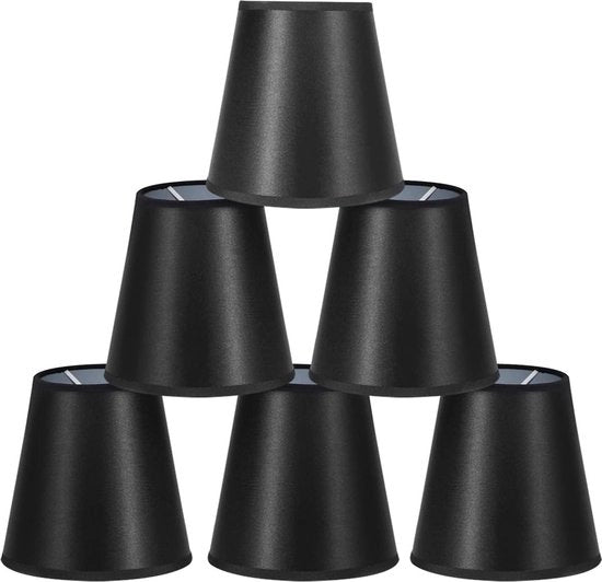 Clip-on lampenkap in tessuto nero per lampadari da parete - Set di 6 - Adatto per lampade da tavolo e lampadari - Altezza lampenkap 55 pollici