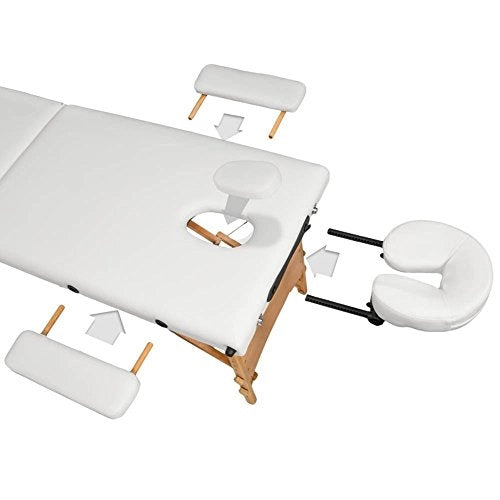 Lettino Massaggi Portatile in Legno 3 Zone Fisioterapia Estetista SPA Bianco
