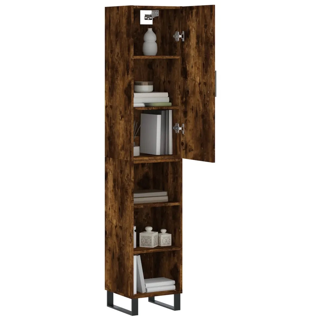 Credenza | Madia | Buffet da pranzo | Armadio da pranzo Rovere Fumo 34,5x34x180 cm in Legno Multistrato