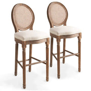 Set di due sgabelli da bar di design seduta a sedia rattan bianco crema 1202150