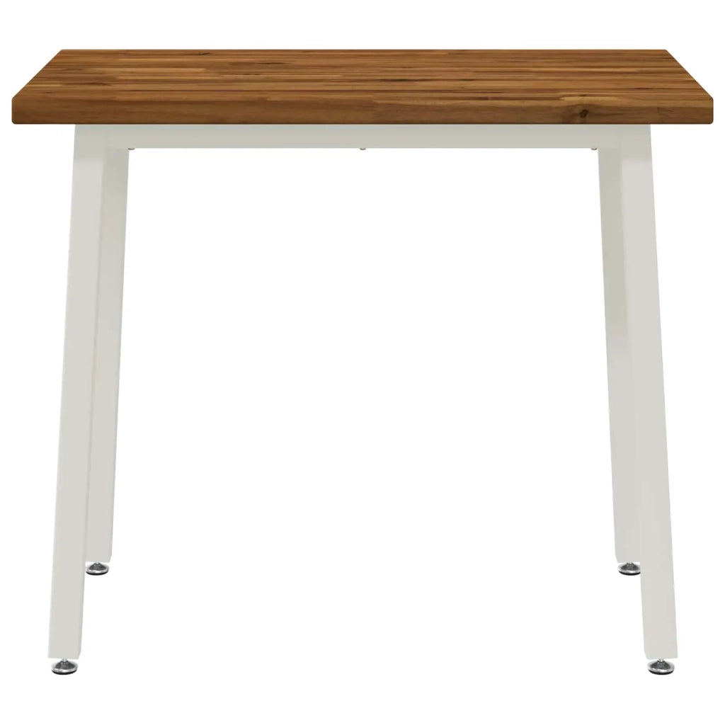90 x 55 x 75 cm Legno di Acacia Massello Naturale e Bianco 937576